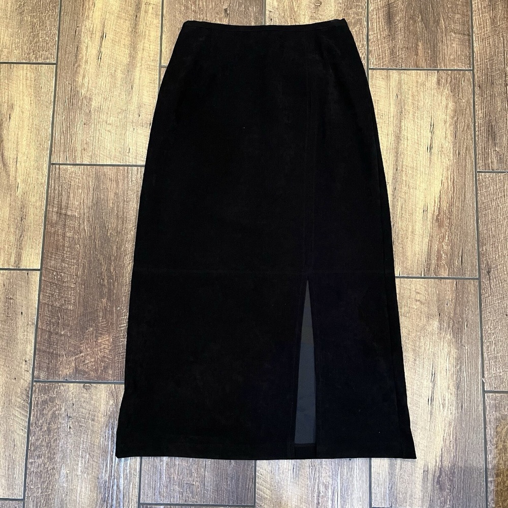 Vtg Norton Women's Long Suede Lined Skirt Black Size 10 Boho Biker Western